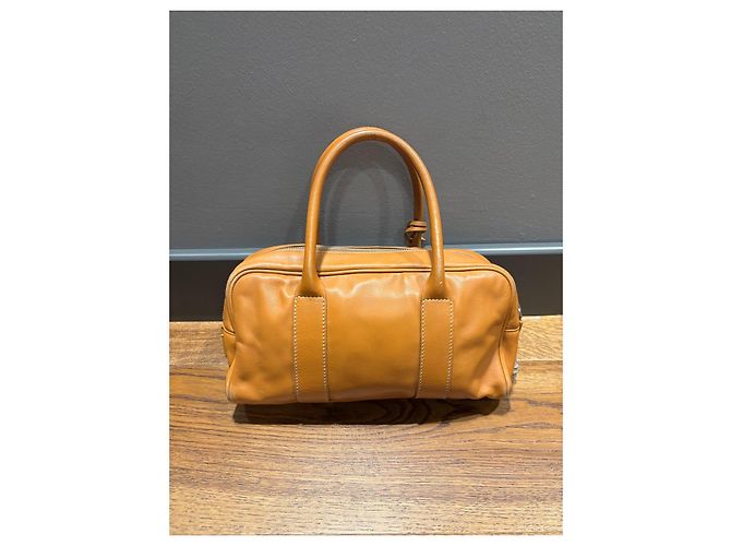 Prada Bolso Satchel Vitello Daino Castaño - vista 2