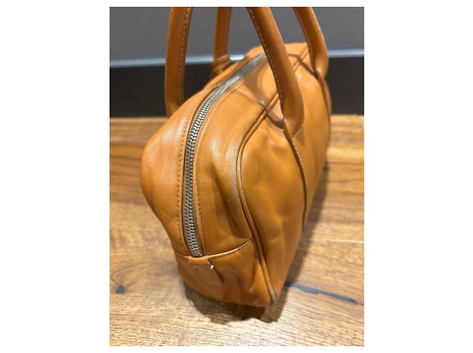 Prada Bolso Satchel Vitello Daino Castaño - vista 9