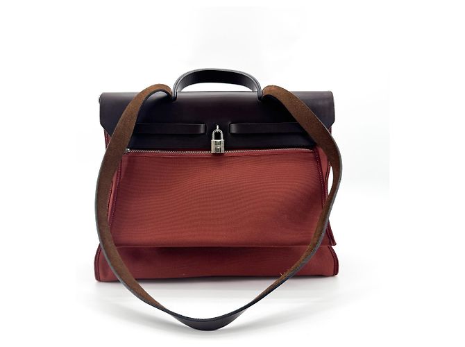 Hermès Hermes Herbag Zip Leather and Toile 31 Marron - vue 2