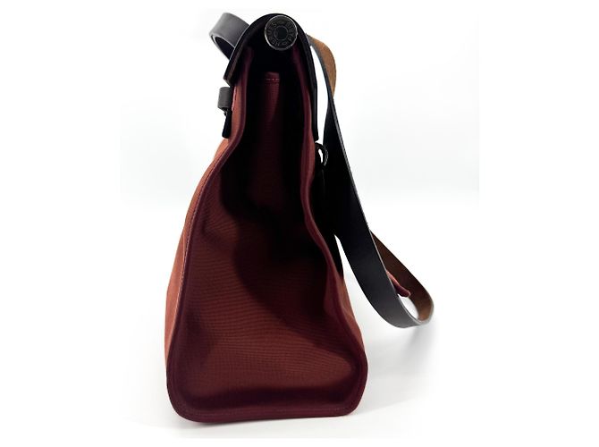 Hermès Hermes Herbag Zip Leather and Toile 31 Marron - vue 3