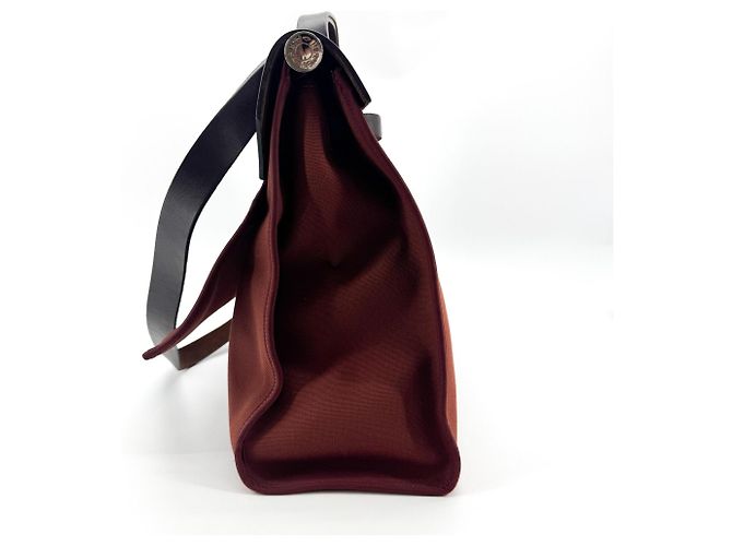 Hermès Hermes Herbag Zip Leather and Toile 31 Marron - vue 4