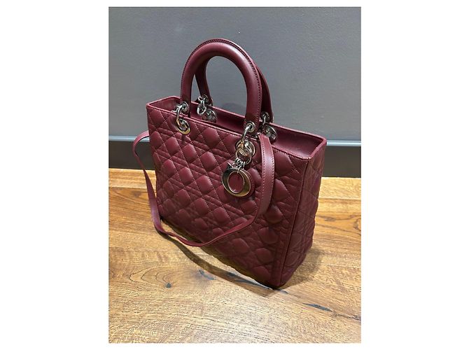 Borsa Christian Dior Lady Dior Borgogna Bordò - vista 10