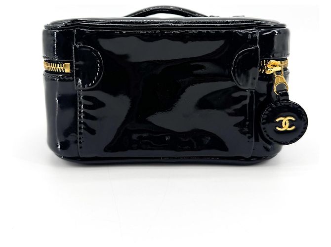 Chanel Vintage Timeless Cosmetic Case Patent Large Nero - vista 2