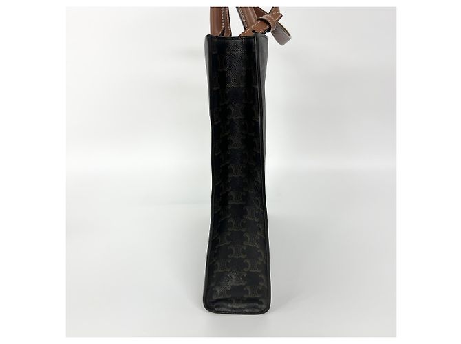 Céline Celine Vertical Cabas Triomphe Coated Canvas Large Marrom - vista 4