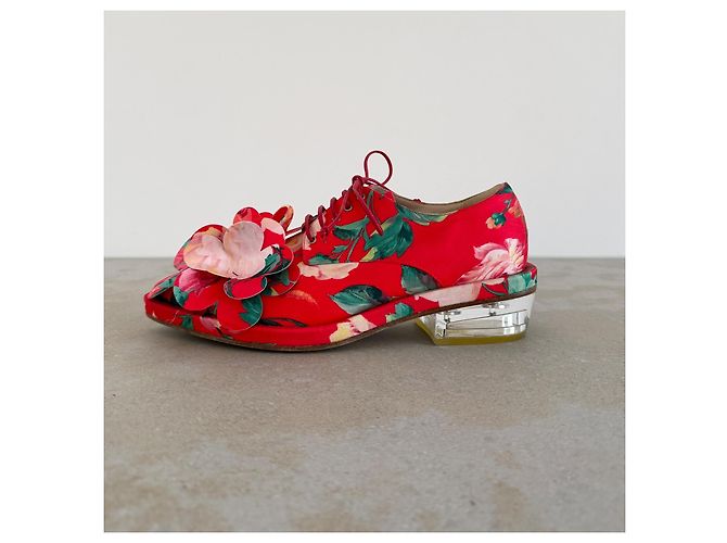 Simone Rocha Mad Flower Satin Brogues Pink Rot Grün - Ansicht 4
