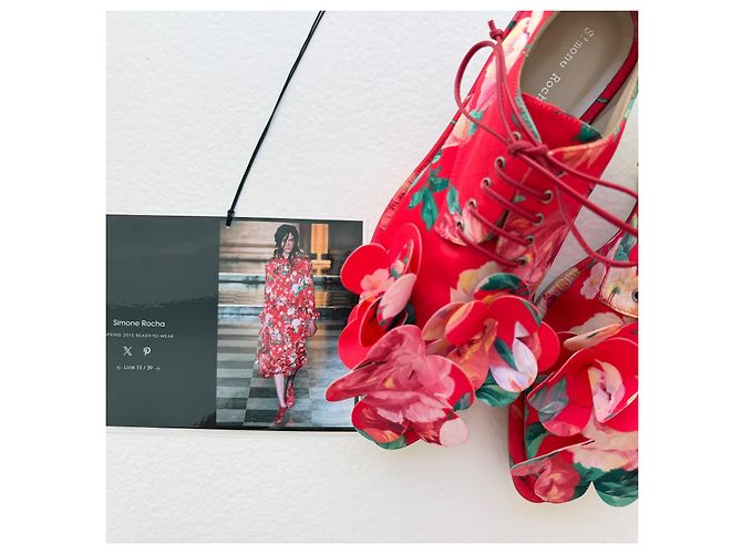 Simone Rocha Mad Flower Satin Brogues Pink Rot Grün - Ansicht 7