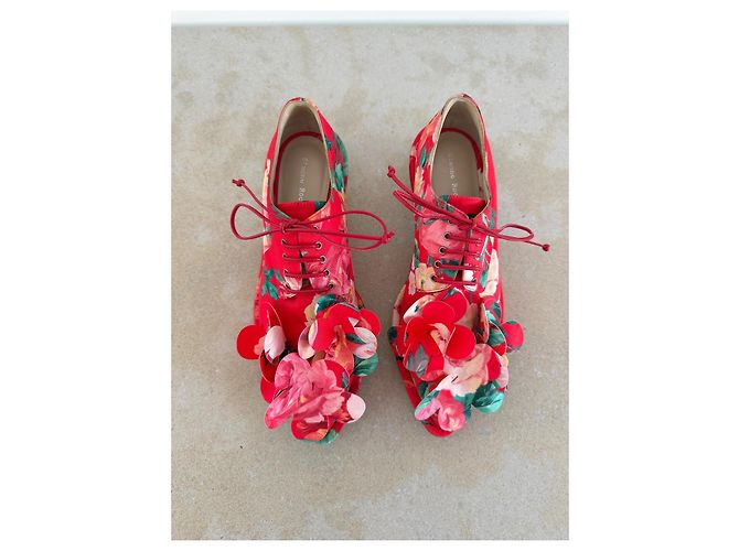 Simone Rocha Mad Flower Satin Brogues Pink Rot Grün - Ansicht 8