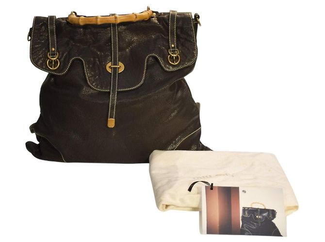 Miu Miu Bolso Tote Mochila Convertible de Piel Glaseada Negra Negro - vista 18