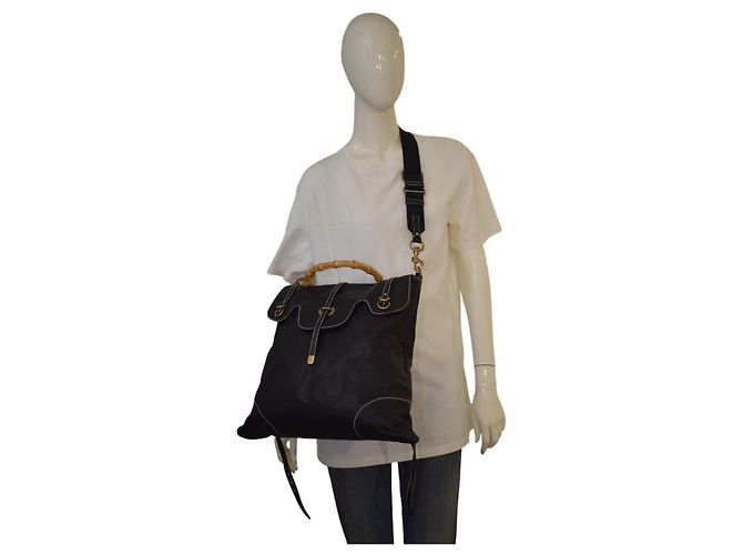Miu Miu Bolso Tote Mochila Convertible de Piel Glaseada Negra Negro - vista 19