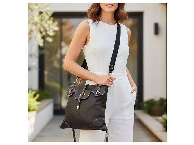 Miu Miu Bolso Tote Mochila Convertible de Piel Glaseada Negra Negro - vista 3