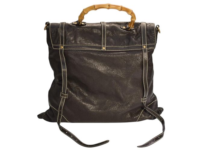 Miu Miu Bolso Tote Mochila Convertible de Piel Glaseada Negra Negro - vista 4