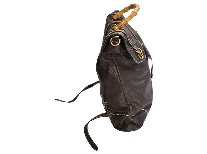 Miu Miu Bolso Tote Mochila Convertible de Piel Glaseada Negra Negro - vista 5