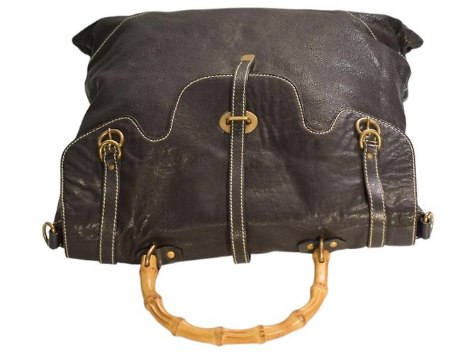 Miu Miu Bolso Tote Mochila Convertible de Piel Glaseada Negra Negro - vista 7