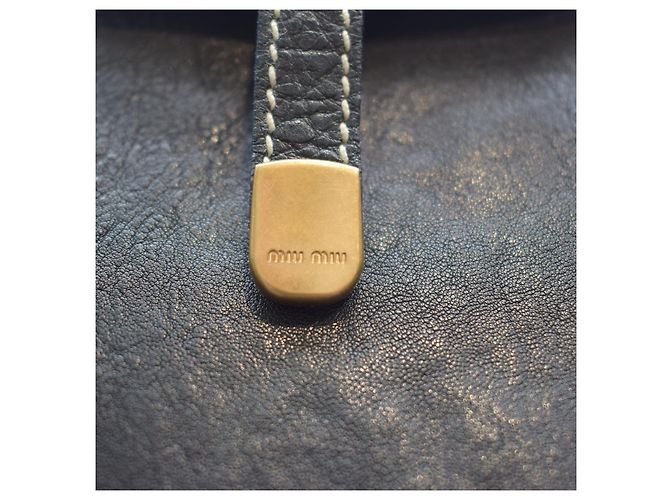 Miu Miu Bolso Tote Mochila Convertible de Piel Glaseada Negra Negro - vista 9