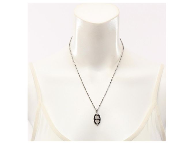 Hermès Collana Hermes Chaine d'Ancre Mini Maillon PM Nero Argento - vista 6