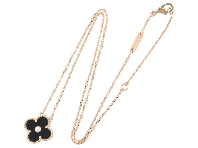 Van Cleef & Arpels Vintage Alhambra Halskette Schwarz Golden - Ansicht 2