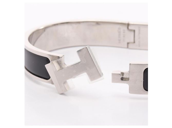 Hermès Brazalete Hermes Clic Clac PM Negro Plata - vista 3