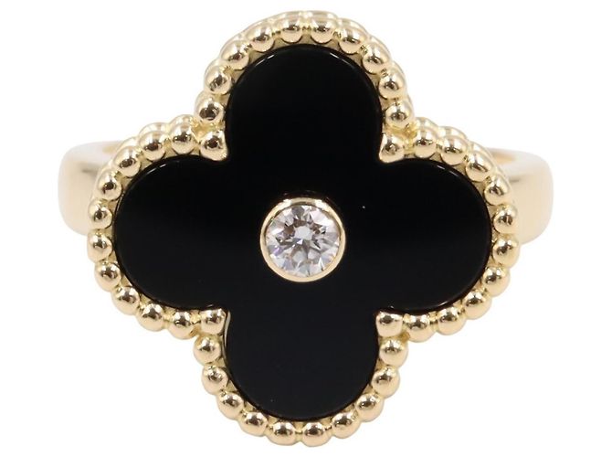 Van Cleef & Arpels Vintage Alhambra Onyx Ring Schwarz Golden - Ansicht 2
