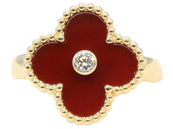 Van Cleef & Arpels Vintage Alhambra Ring aus Karneol Rot Golden - Ansicht 2