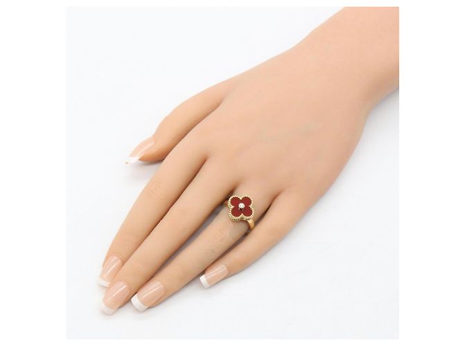 Van Cleef & Arpels Vintage Alhambra Ring aus Karneol Rot Golden - Ansicht 8