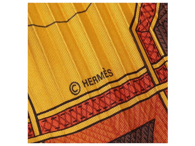 Hermès Foulard Hermes Carre Plissé Cuirs du Desert Marrone Multicolore - vista 2