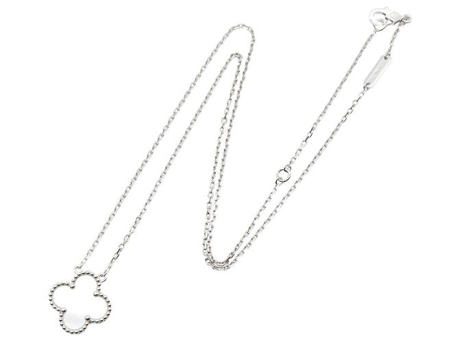 Van Cleef & Arpels Vintage Alhambra Halskette Silber Weiß - Ansicht 2