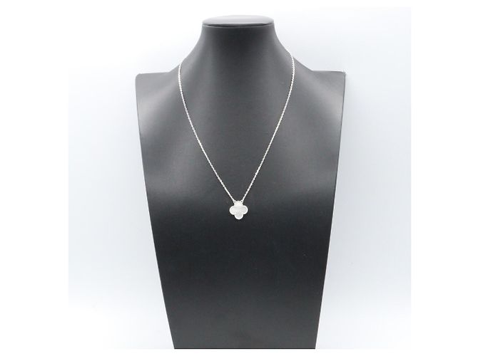 Van Cleef & Arpels Vintage Alhambra Halskette Silber Weiß - Ansicht 6
