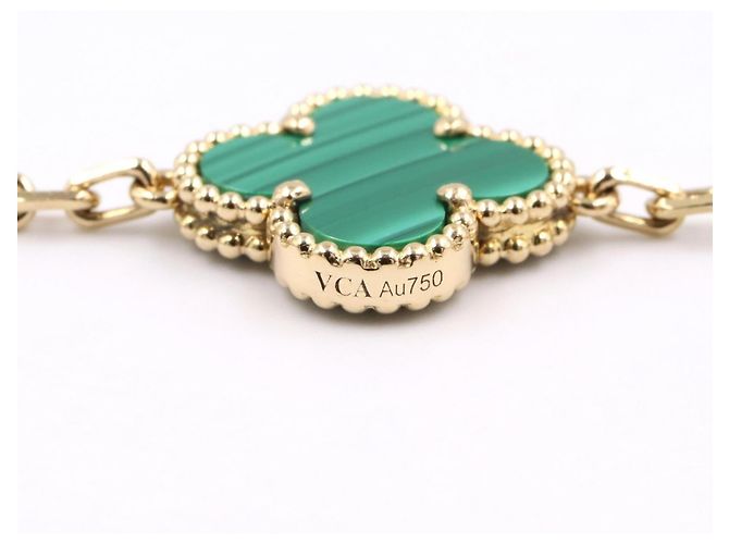 Bracciale Van Cleef & Arpels Vintage Alhambra Malachite 5P D'oro Verde - vista 4