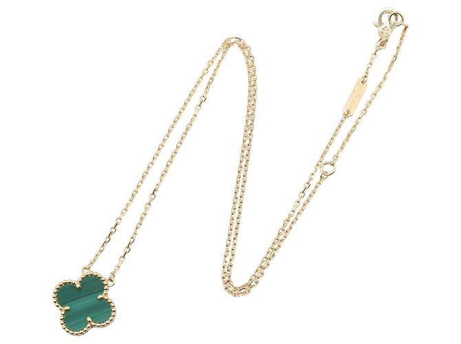 Van Cleef & Arpels Vintage Alhambra Malachit Halskette Golden Grün - Ansicht 2