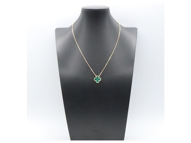 Van Cleef & Arpels Vintage Alhambra Malachit Halskette Golden Grün - Ansicht 6