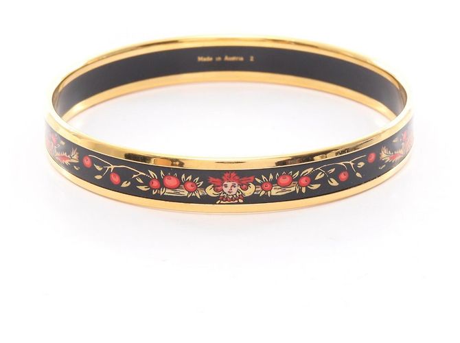 Hermès Hermes Email PM Armreif Schwarz Rot Golden - Ansicht 2