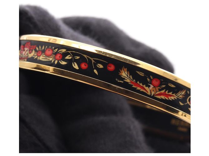 Hermès Hermes Email PM Armreif Schwarz Rot Golden - Ansicht 6