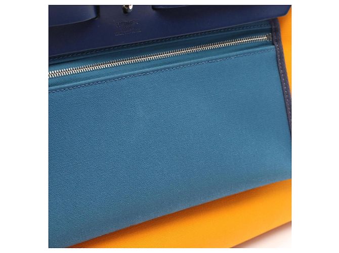 Hermès Hermes Herbag Zip PM Bolso de mano 2-Way Amarillo Azul marino - vista 10