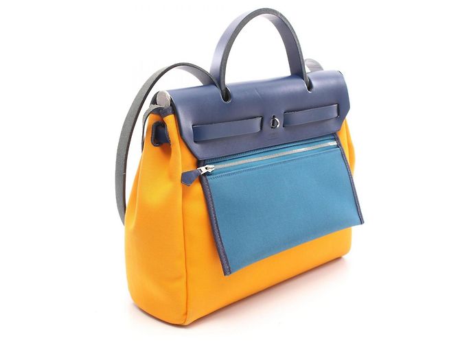 Hermès Hermes Herbag Zip PM Bolso de mano 2-Way Amarillo Azul marino - vista 2