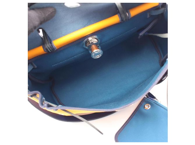 Hermès Hermes Herbag Zip PM Bolso de mano 2-Way Amarillo Azul marino - vista 3