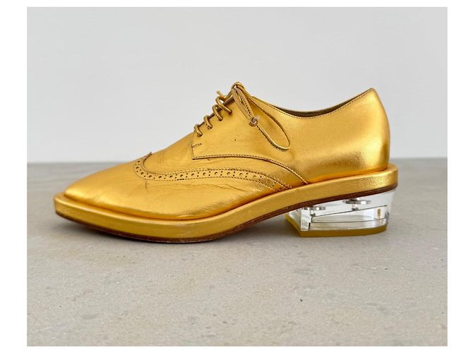 Simone Rocha Metallic-Gold Brogues mit Perspex-Absatz Herbst 2014 Golden - Ansicht 3