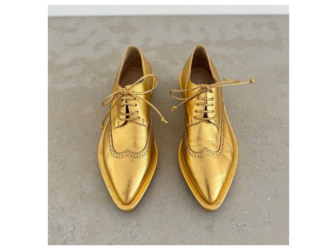 Simone Rocha Metallic-Gold Brogues mit Perspex-Absatz Herbst 2014 Golden - Ansicht 4