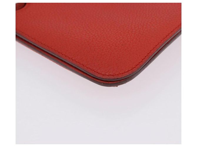 Hermès Portafoglio HERMES Dogon in pelle Taurillon Clemence Orange Silver Auth 204105 Argento Arancione - vista 15