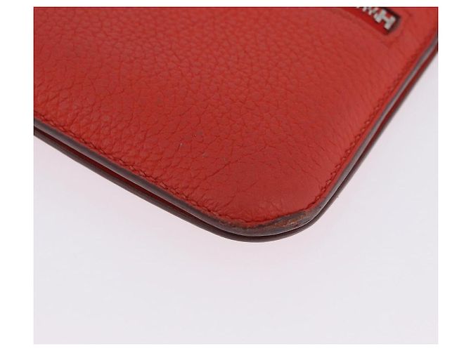 Hermès Portafoglio HERMES Dogon in pelle Taurillon Clemence Orange Silver Auth 204105 Argento Arancione - vista 17