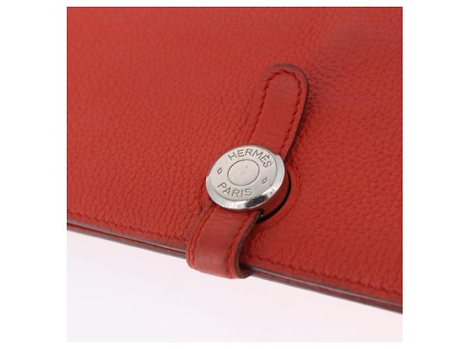 Hermès Portafoglio HERMES Dogon in pelle Taurillon Clemence Orange Silver Auth 204105 Argento Arancione - vista 19