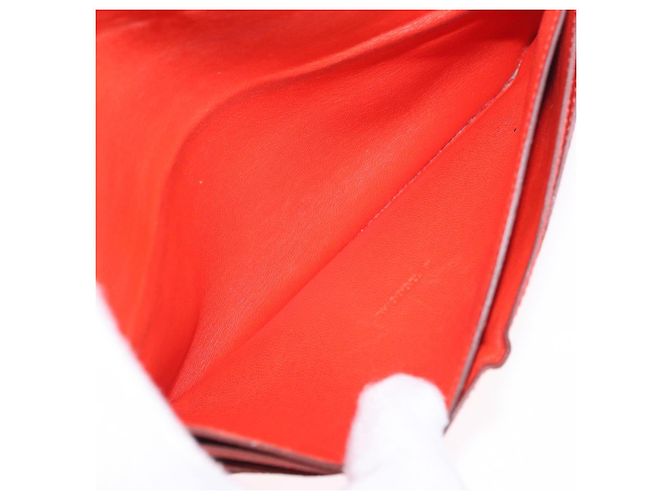 Hermès Portafoglio HERMES Dogon in pelle Taurillon Clemence Orange Silver Auth 204105 Argento Arancione - vista 23