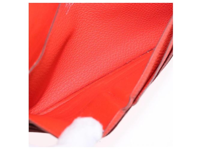 Hermès Portafoglio HERMES Dogon in pelle Taurillon Clemence Orange Silver Auth 204105 Argento Arancione - vista 24