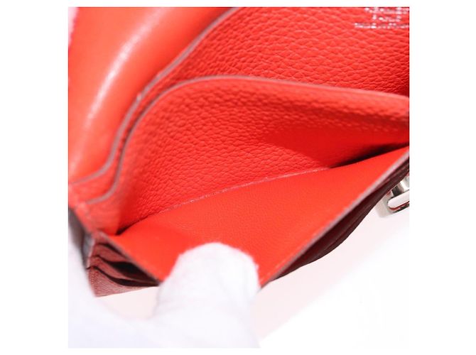 Hermès Portafoglio HERMES Dogon in pelle Taurillon Clemence Orange Silver Auth 204105 Argento Arancione - vista 25
