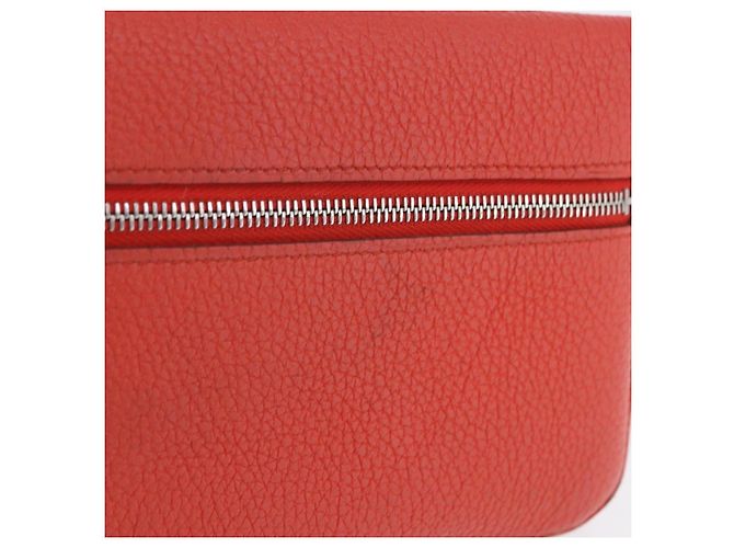 Hermès Portafoglio HERMES Dogon in pelle Taurillon Clemence Orange Silver Auth 204105 Argento Arancione - vista 3