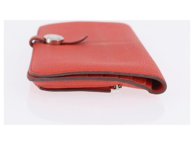 Hermès Portafoglio HERMES Dogon in pelle Taurillon Clemence Orange Silver Auth 204105 Argento Arancione - vista 4