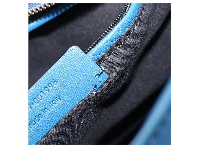 Autre Marque SAINT LAURENT Borsa a mano Cavas Chic in pelle 2way Blu Oro 279079 Auth 204300A D'oro - vista 11