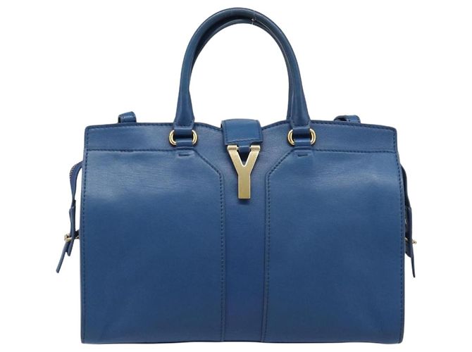Autre Marque SAINT LAURENT Borsa a mano Cavas Chic in pelle 2way Blu Oro 279079 Auth 204300A D'oro - vista 13