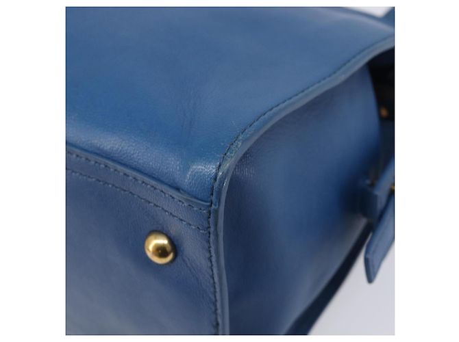 Autre Marque SAINT LAURENT Borsa a mano Cavas Chic in pelle 2way Blu Oro 279079 Auth 204300A D'oro - vista 16