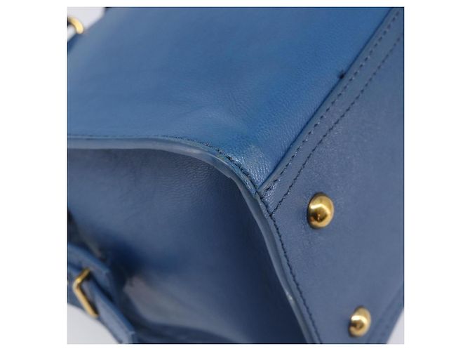 Autre Marque SAINT LAURENT Borsa a mano Cavas Chic in pelle 2way Blu Oro 279079 Auth 204300A D'oro - vista 17