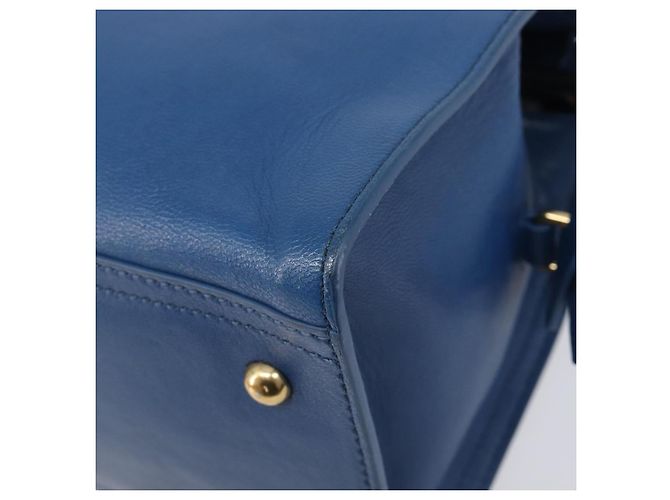 Autre Marque SAINT LAURENT Borsa a mano Cavas Chic in pelle 2way Blu Oro 279079 Auth 204300A D'oro - vista 18